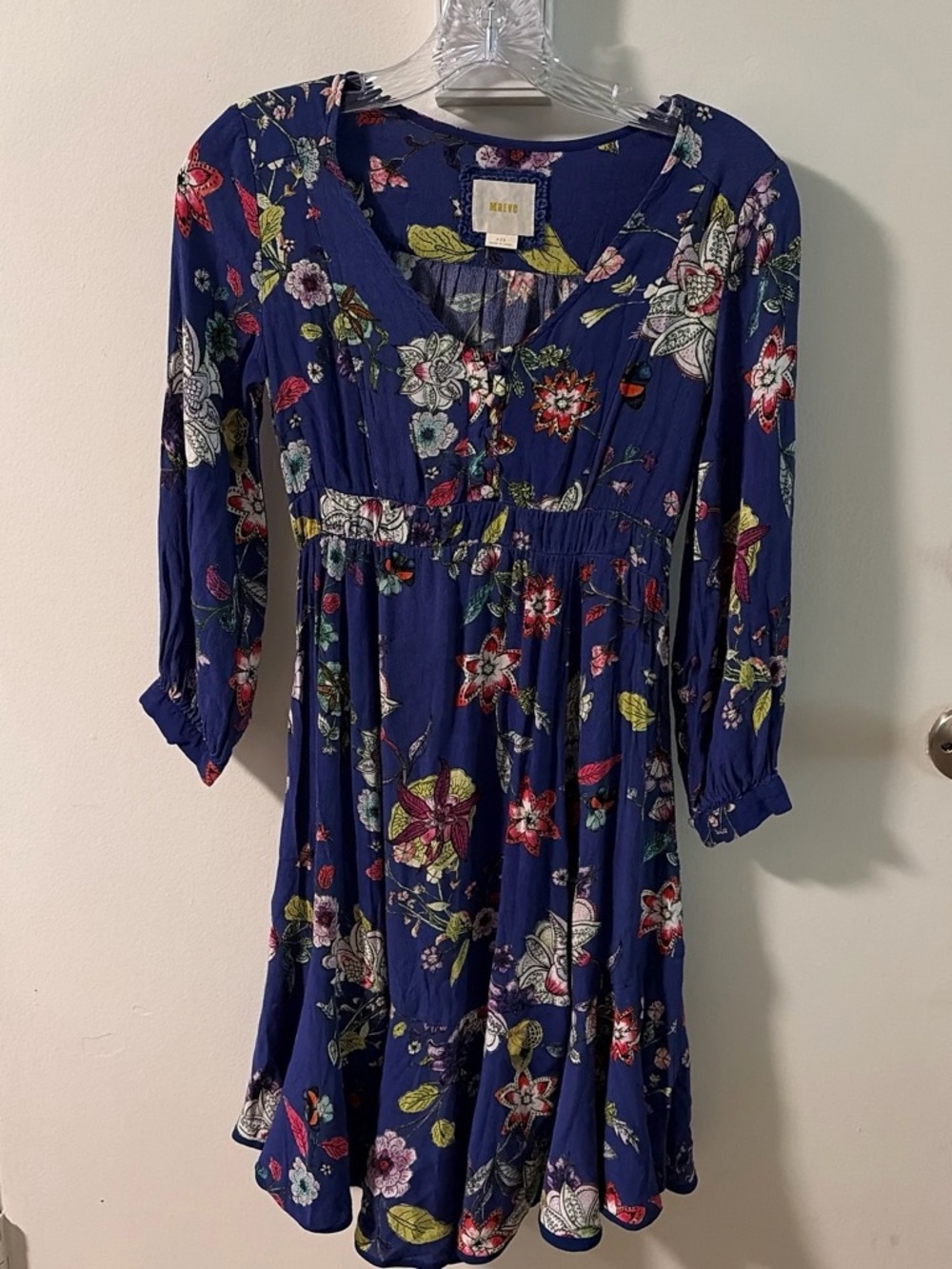 MAEVE Floral Navy Dress with 3/4 Sleeves